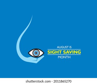 Vector Illustration for Sight Saving Month which is celebrates in August , Hand showing care of the eyes. 
