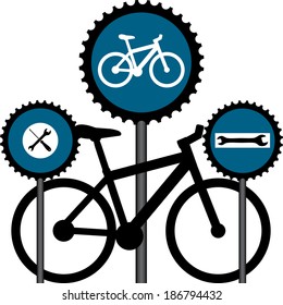 Vector Illustration with sign for bicycle service