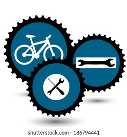 Vector Illustration with sign for bicycle service