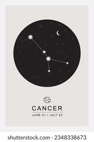 vector illustration of the sign of Cancer. cancer constellation. astrology symbol. esoteric minimalist art for prints