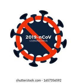 Vector illustration Sign caution coronavirus. Stop 2019-nCoV outbreak. Coronavirus danger and public health risk disease and flu outbreak. Pandemic medical concept with dangerous cells