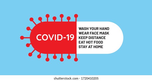 Vector illustration sign for coronavirus or Covid-19 outbreak concept. White and red pill haft of  coronavirus symbolic and basic prevention for stop corona virus outbreak.