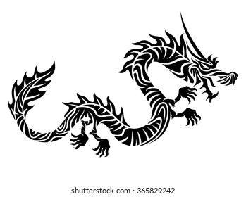 Vector illustration. The sign of the dragon on a white background.