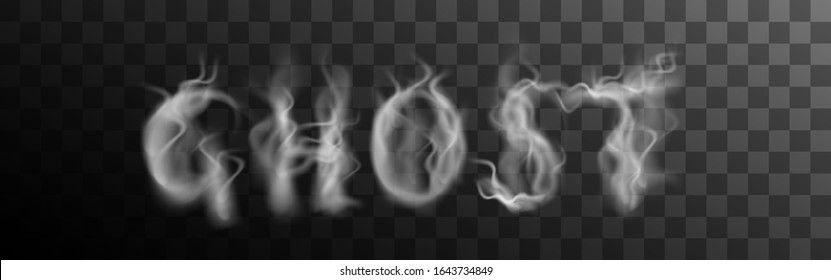 Vector illustration. Sign Ghost composed with elements of the foggy alphabet. Smoke effect design.