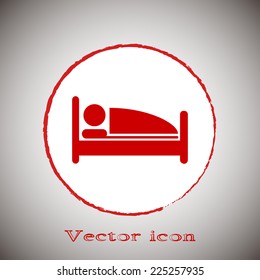 vector illustration of the sign of the hotel Red round button on a gray background