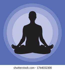 Vector illustration the sign of a man or woman meditating. Practicing yoga. Yoga lotus pose, women wellness concept