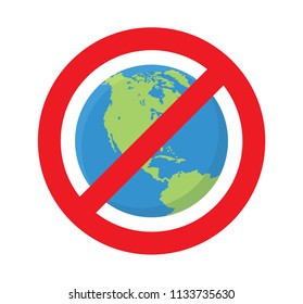 vector illustration sign of no used earth globe, dont get world