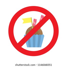 vector illustration sign of no used cupcake for eat, dont get sweet cake