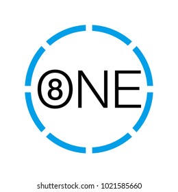 Vector Illustration Sign Numbers "eight in one" Isolated on White background. Figures 8 in 1 icon of blue colors. Vector banner with eight and one numeral