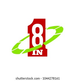 Vector Illustration Sign Numbers "eight in one" Isolated on White background. Figures 8 in 1 icon. Vector banner with eight and one numeral