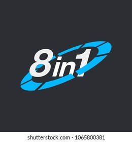 Vector Illustration Sign Numbers "eight in one" Isolated on White background. Figures 8 in 1 icon. Vector banner with eight and one numeral
