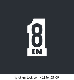 Vector Illustration Sign Numbers "eight in one" Isolated on White background. Figures 8 in 1 icon. Vector banner with eight and one numeral