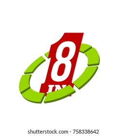 Vector Illustration Sign Numbers "eight in one" Isolated on White background. Figures 8 in 1 icon. Vector banner with eight and one numeral