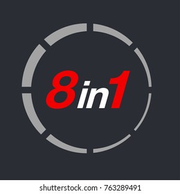 Vector Illustration Sign Numbers "eight in one" Isolated on White background. Figures 8 in 1 icon. Vector banner with eight and one numeral