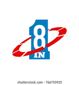 Vector Illustration Sign Numbers "eight in one" Isolated on White background. Figures 8 in 1 icon. Vector banner with eight and one numeral