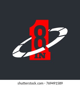 Vector Illustration Sign Numbers "eight in one" Isolated on White background. Figures 8 in 1 icon. Vector banner with eight and one numeral