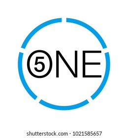 Vector Illustration Sign Numbers "five in one" Isolated on White background. Figures 5 in 1 icon of blue colors. Vector banner with five and one numeral