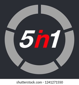 Vector Illustration Sign Numbers "five in one" Isolated on White background. Figures 5 in 1 icon. Vector banner with five and one numeral