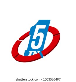 Vector Illustration Sign Numbers "five in one" Isolated on White background. Figures 5 in 1 icon. Vector banner with five and one numeral