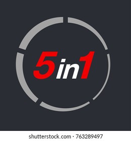 Vector Illustration Sign Numbers "five in one" Isolated on White background. Figures 5 in 1 icon. Vector banner with five and one numeral