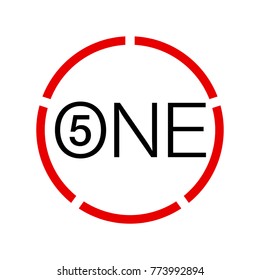 Vector Illustration Sign Numbers "five in one" Isolated on White background. Figures 5 in 1 icon of black and red color. Vector banner with five and one numeral