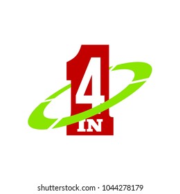 Vector Illustration Sign Numbers "four in one" Isolated on White background. Figures 4 in 1 icon. Vector banner with four and one numeral