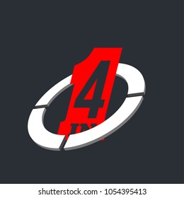 Vector Illustration Sign Numbers "four in one" Isolated on White background. Figures 4 in 1 icon. Vector banner with four and one numeral