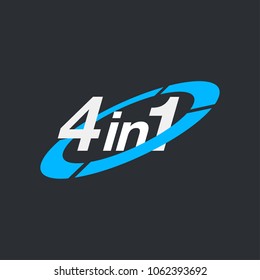 Vector Illustration Sign Numbers "four in one" Isolated on White background. Figures 4 in 1 icon. Vector banner with four and one numeral