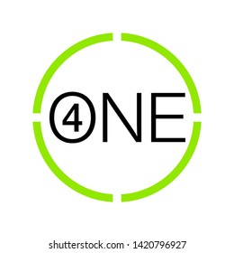 Vector Illustration Sign Numbers "four in one" Isolated on White background. Figures 4 in 1 icon of green color. Vector banner with four and one numeral