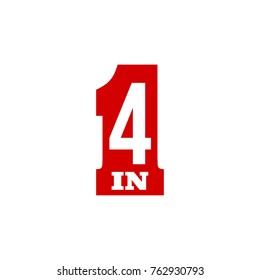 Vector Illustration Sign Numbers "four in one" Isolated on White background. Figures 4 in 1 icon. Vector banner with four and one numeral