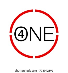 Vector Illustration Sign Numbers "four in one" Isolated on White background. figures 4 in 1 icon of black and red color. Vector banner with four and one numeral