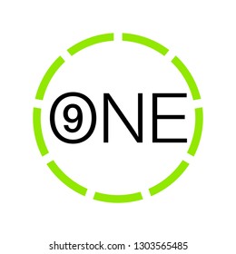 Vector Illustration Sign Numbers "nine in one" Isolated on White background. Figures 9 in 1 icon of green colors. Vector banner with nine and one numeral