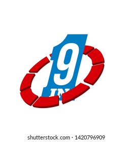 Vector Illustration Sign Numbers "nine in one" Isolated on White background. Figures 9 in 1 icon. Vector banner with nine and one numeral
