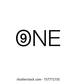 Vector Illustration Sign Numbers "nine in one" Isolated on White background. Figures 9 in 1 icon of black color. Vector banner with nine and one numeral