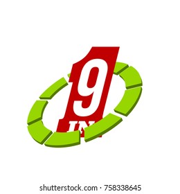 Vector Illustration Sign Numbers "nine in one" Isolated on White background. Figures 9 in 1 icon. Vector banner with nine and one numeral