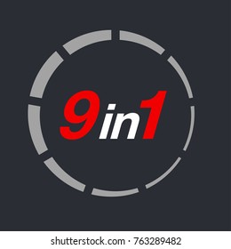 Vector Illustration Sign Numbers "nine in one" Isolated on White background. Figures 9 in 1 icon. Vector banner with nine and one numeral
