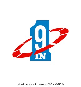 Vector Illustration Sign Numbers "nine in one" Isolated on White background. Figures 9 in 1 icon. Vector banner with nine and one numeral