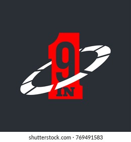 Vector Illustration Sign Numbers "nine in one" Isolated on White background. Figures 9 in 1 icon. Vector banner with nine and one numeral
