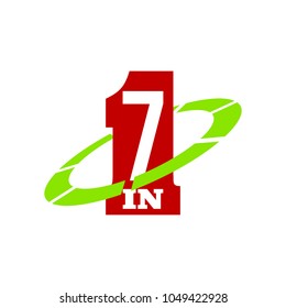 Vector Illustration Sign Numbers "seven in one" Isolated on White background. Figures 7 in 1 icon. Vector banner with seven and one numeral