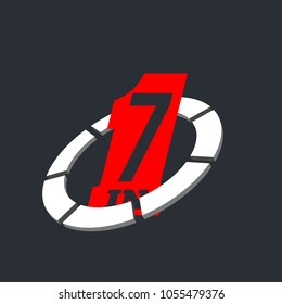 Vector Illustration Sign Numbers "seven in one" Isolated on White background. Figures 7 in 1 icon. Vector banner with seven and one numeral