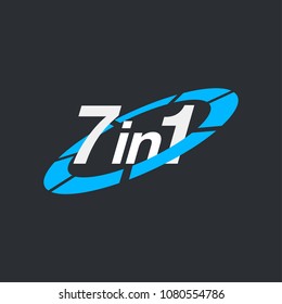 Vector Illustration Sign Numbers "seven in one" Isolated on White background. Figures 7 in 1 icon. Vector banner with seven and one numeral