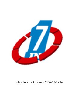 Vector Illustration Sign Numbers "seven in one" Isolated on White background. Figures 7 in 1 icon. Vector banner with seven and one numeral