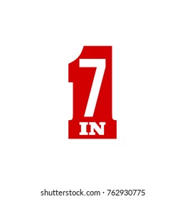 Vector Illustration Sign Numbers "seven in one" Isolated on White background. Figures 7 in 1 icon. Vector banner with seven and one numeral