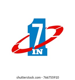 Vector Illustration Sign Numbers "seven in one" Isolated on White background. Figures 7 in 1 icon. Vector banner with seven and one numeral