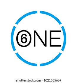 Vector Illustration Sign Numbers "six in one" Isolated on White background. Figures 6 in 1 icon of blue colors. Vector banner with six and one numeral