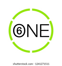 Vector Illustration Sign Numbers "six in one" Isolated on White background. Figures 6 in 1 icon of green colors. Vector banner with six and one numeral