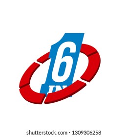 Vector Illustration Sign Numbers "six in one" Isolated on White background. Figures 6 in 1 icon. Vector banner with six and one numeral