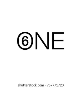 Vector Illustration Sign Numbers "six in one" Isolated on White background. Figures 6 in 1 icon of black color. Vector banner with six and one numeral