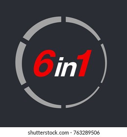 Vector Illustration Sign Numbers "six in one" Isolated on White background. Figures 6 in 1 icon. Vector banner with six and one numeral