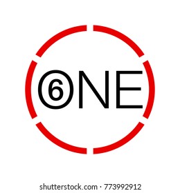 Vector Illustration Sign Numbers "six in one" Isolated on White background. Figures 6 in 1 icon of black and red color. Vector banner with six and one numeral